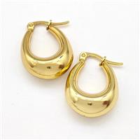 304 Stainless Steel Earring Hollow Gold Plated, approx 18-23mm [SSB6149]