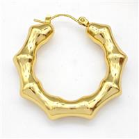 304 Stainless Steel Earring Hollow Bamboo Gold Plated, approx 38mm dia [SSB6170]