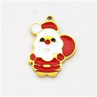 Santa Claus Charms Stainless Steel Pendant Red Enamel Gold Plated, approx 12-15mm [SSB6215]