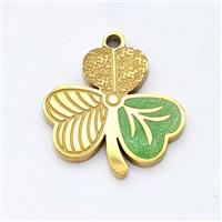 Stainless Steel Clover Pendant Painted Gold Plated, approx 16mm [SSB6248]