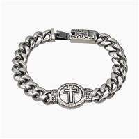 304 Stainless Steel Bracelet Cross Antique Silver, approx 22-45mm, 14-45mm, 13mm, 21cm length [SSB6490]