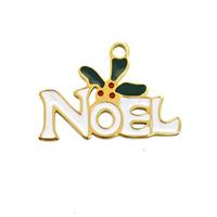 Christmas NOEL Charms 304 Stainless Steel Pendant Enamel Gold Plated, approx 10-17mm [SSB6587]