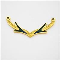 Stainless Steel Antlers Pendant Black Enamel 2loops Gold Plated, approx 10-30mm [SSB7187]
