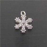Sterling Silver Snowflake Pendant Pave Zircon Christmas, approx 7mm [STS0473]
