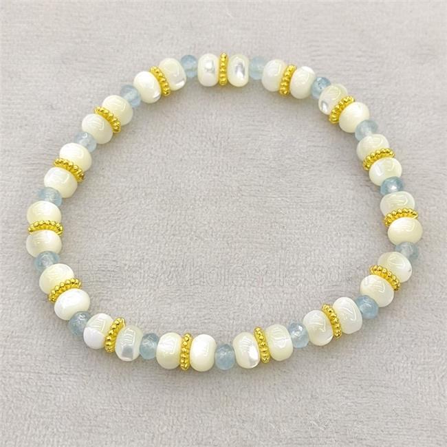 MOP Shell Bracelets Stretchy Rondelle
