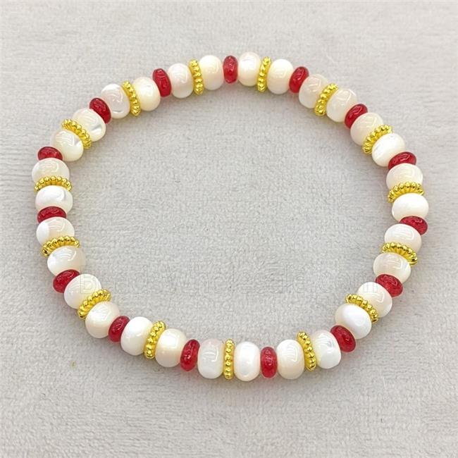 MOP Shell Bracelets Stretchy Rondelle