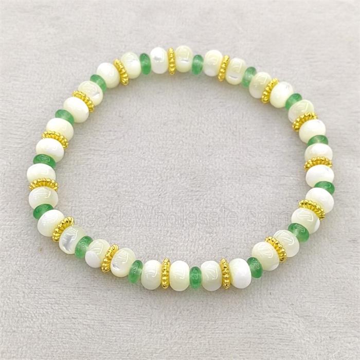 MOP Shell Bracelets Stretchy Rondelle
