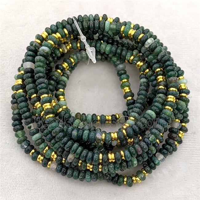 Natural Green Moss Agate Bracelets Stretchy Rondelle