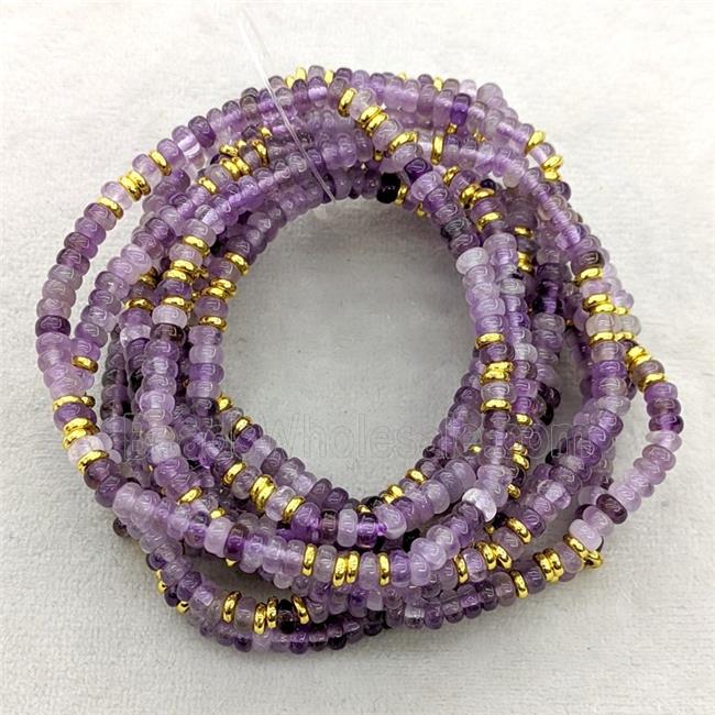Natural Purple Amethyst Bracelets Stretchy Rondelle