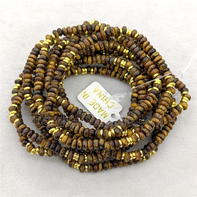 Natural Tiger Eye Stone Bracelet Stretchy Rondelle