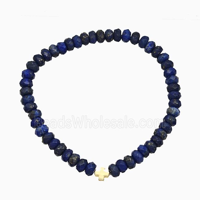 Gemstone Bracelet Stretchy with cross bead