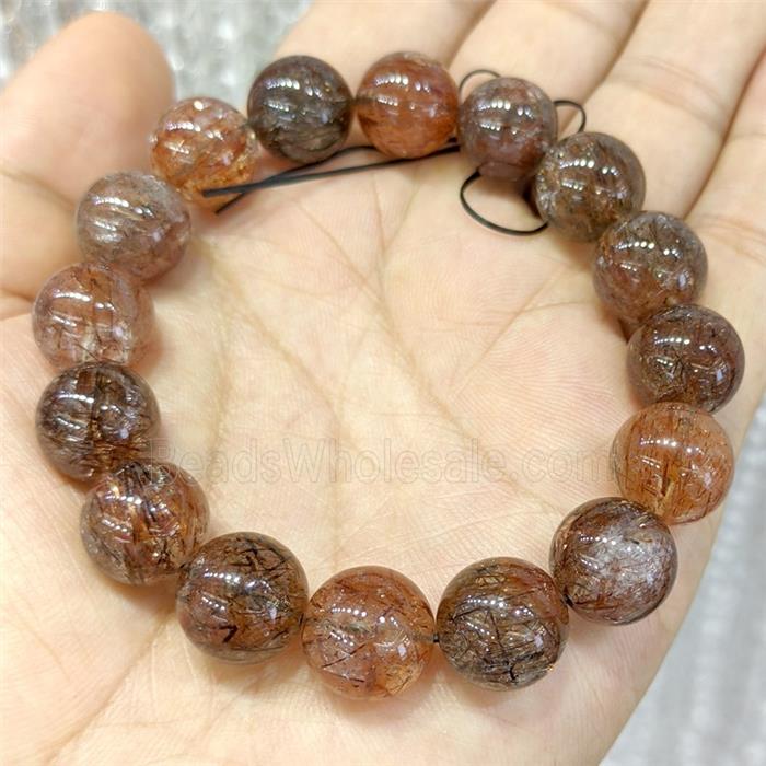 Natural BlackGold Super7 Rutilated Quartz Bracelet Stretchy
