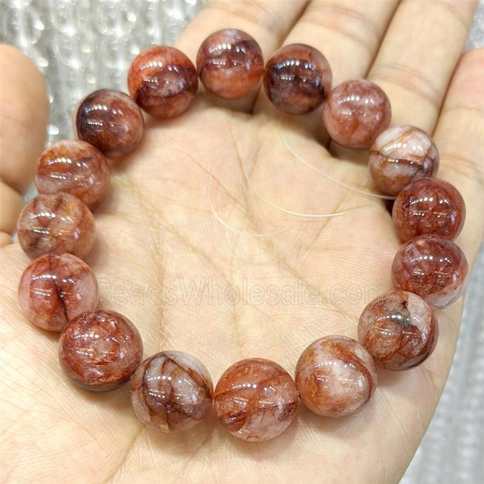 Natural Red Hematoid Quartz Bracelet Stretchy