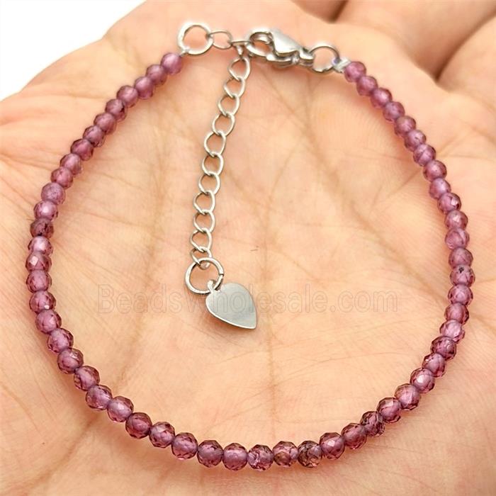 Natural Purple Garnet Bracelet With Copper Clasp