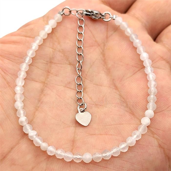 Natural White Moonstone Bracelet With Copper Clasp
