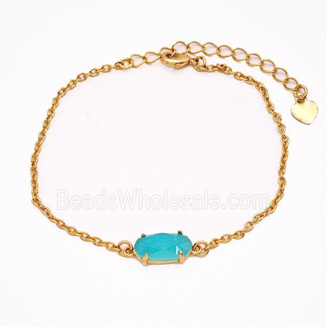 Green Amazonite Copper Bracelets Gold Plated