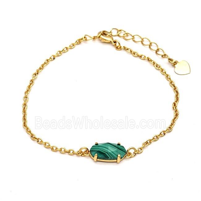 Green Malachite Copper Bracelets Gold Plated