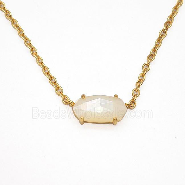 White MOP Shell Copper Necklace Gold Plated