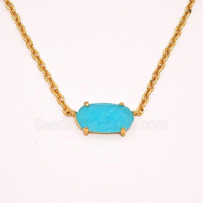 Green Amazonite Copper Necklace Gold Plated