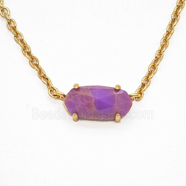 Purple Phosphosiderite Copper Necklace Gold Plated