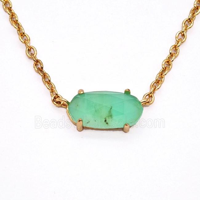 Green Australian Chrysoprase Copper Necklace Gold Plated