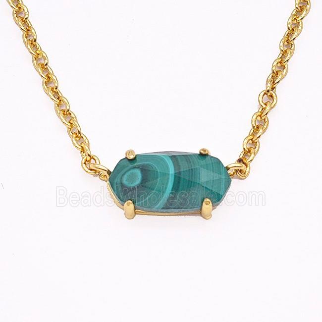 Green Malachite Copper Necklace Gold Plated
