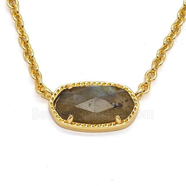 Labradorite Copper Necklace Gold Plated