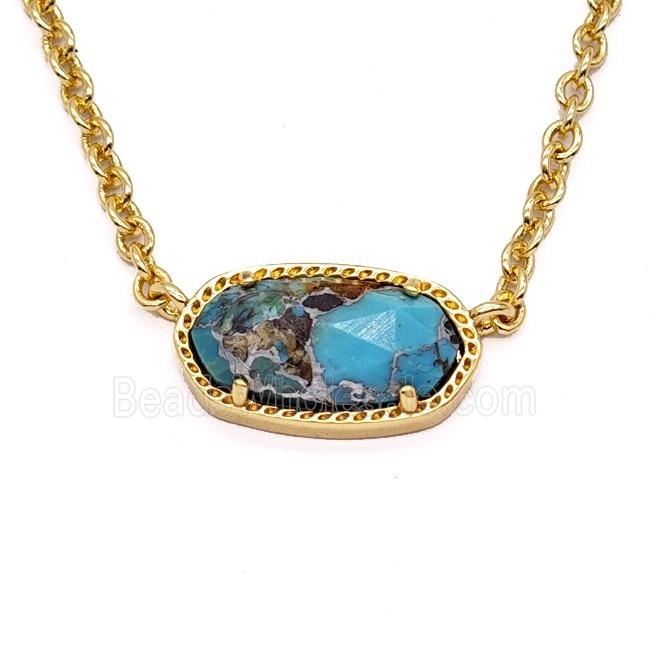 Mosaic Turquoise Copper Necklace Gold Plated