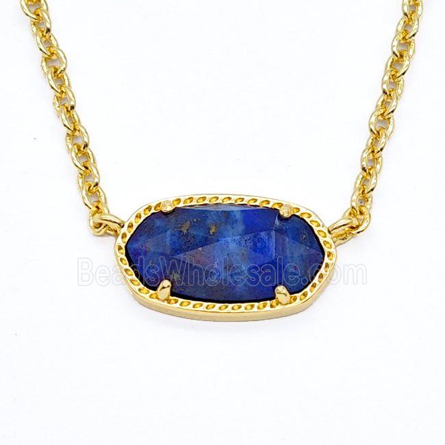 Blue Lapis Lazuli Copper Necklace Gold Plated