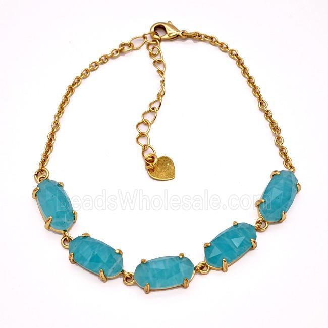 Green Amazonite Copper Bracelet Gold Plated
