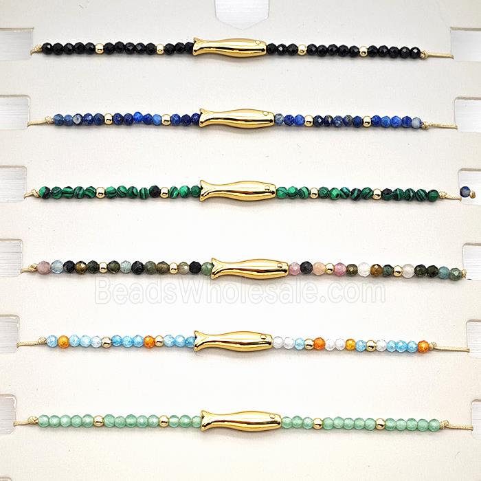 Gemstone Bracelet With Fish Mixed