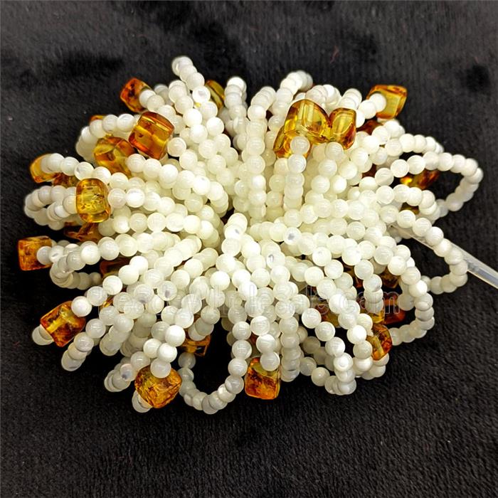 White MOP Shell Rings Stretchy