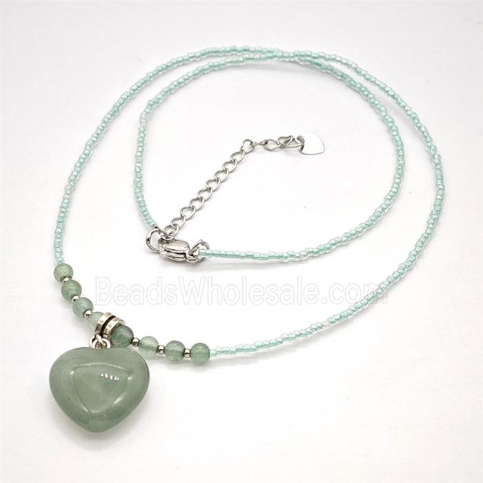 Green Aventurine Heart Necklaces