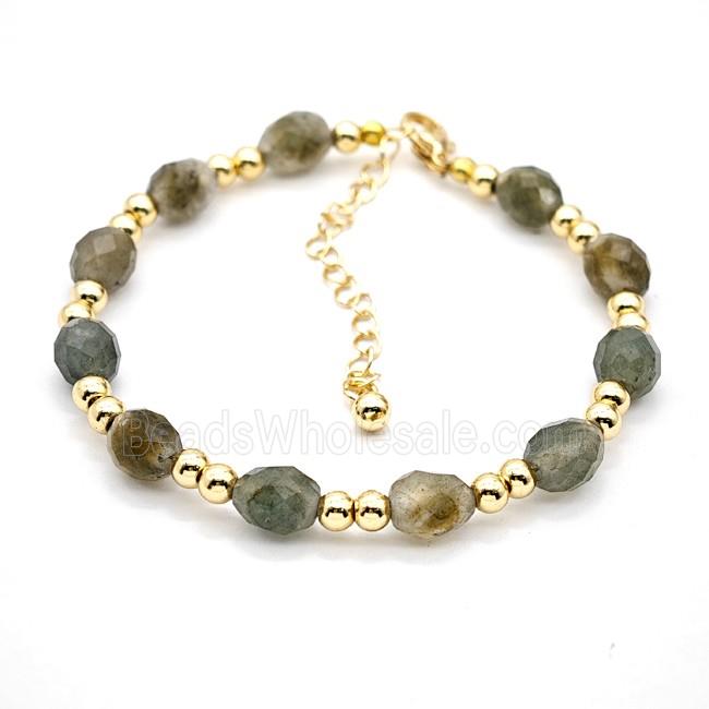 Labradorite Bracelets With Copper Beads Adjustable