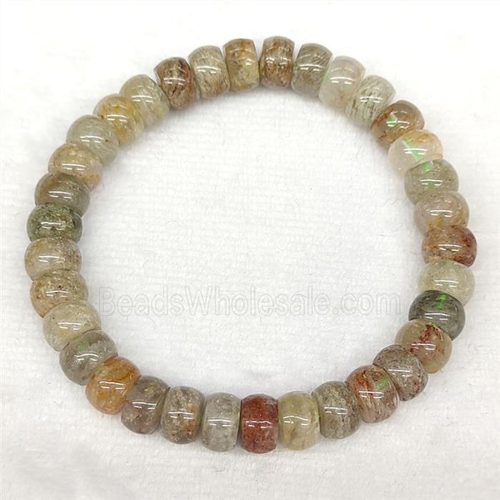 Natural Chlorite Quartz Bracelets Rondelle Stretchy
