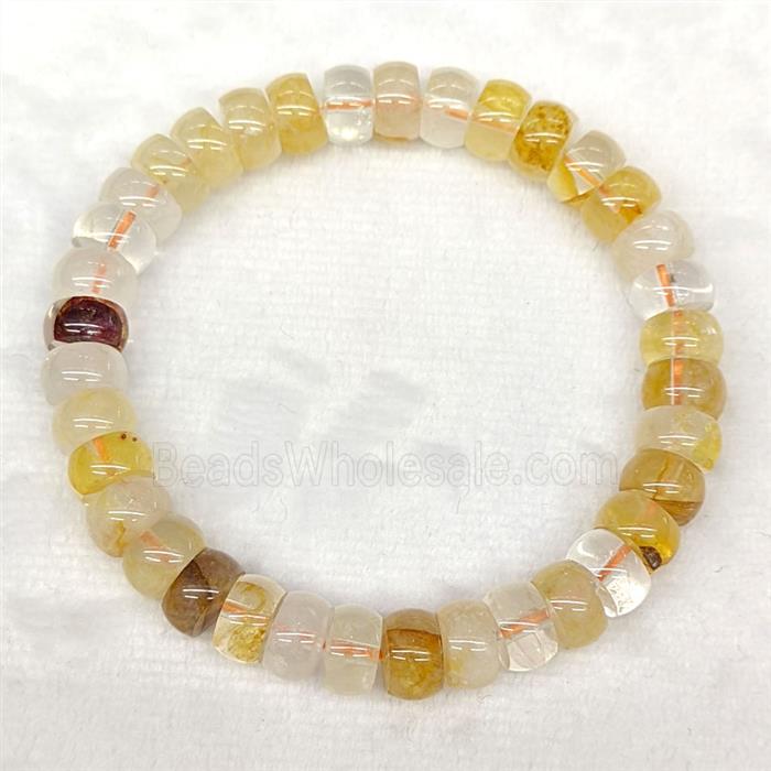 Natural Yellow Hematoid Quartz Bracelets Rondelle Stretchy
