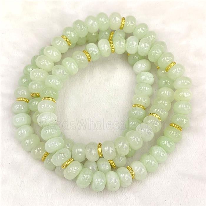 Green Dye Jade Bracelets Stretchy Rondelle