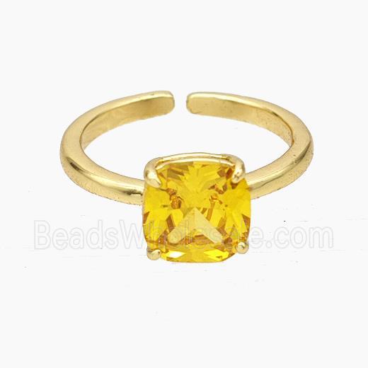 Copper Ring Pave Golden Zirconia Gold Plated