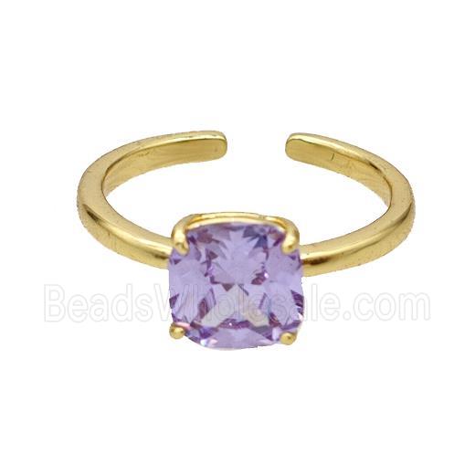 Copper Ring Pave Purple Zirconia Gold Plated