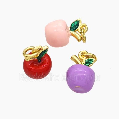 Copper Apple Pendant Enamel Gold Plated Mixed