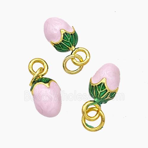 Copper Mango Pendant Pink Enamel Gold Plated