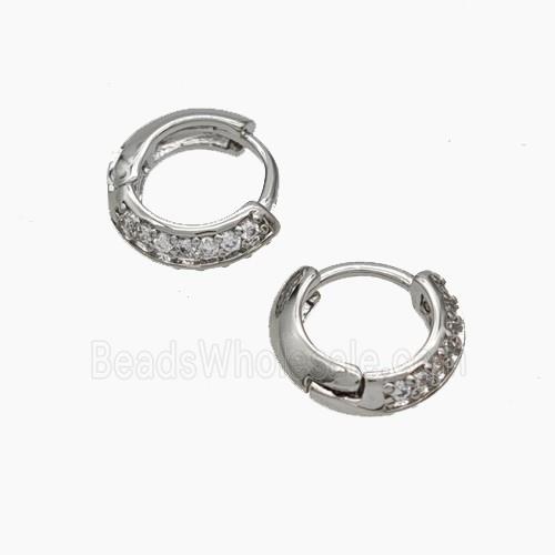 Copper Hoop Earrings Micropave Zirconia Platinum Plated