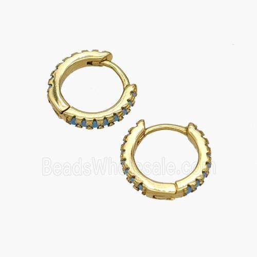 Copper Hoop Earrings Micropave Zirconia Gold Plated