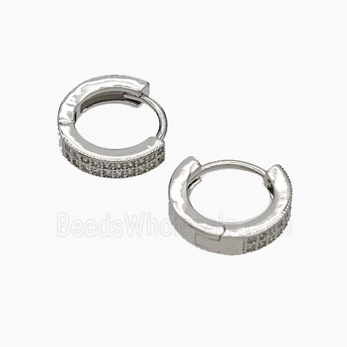 Copper Hoop Earrings Micropave Zirconia Platinum Plated