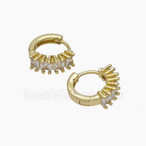 Copper Hoop Earrings Micropave Zirconia Gold Plated