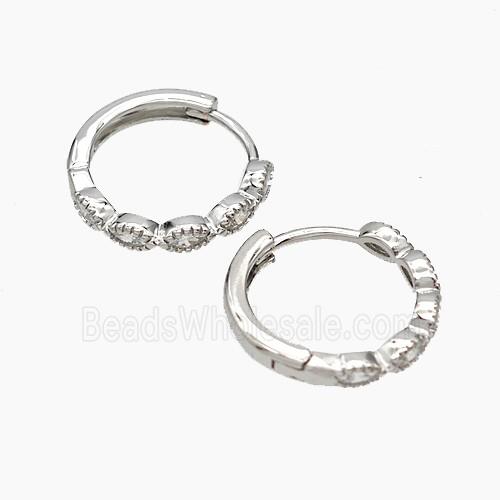 Copper Hoop Earrings Micropave Zirconia Platinum Plated