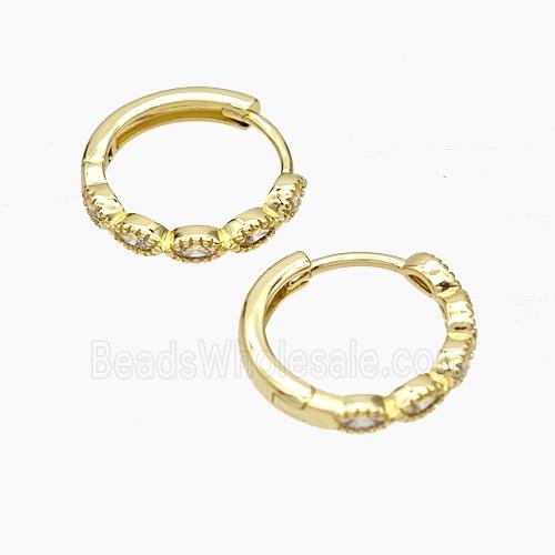 Copper Hoop Earrings Micropave Zirconia Gold Plated