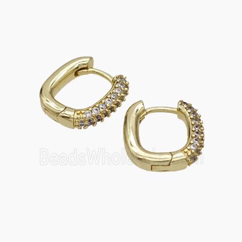 Copper Latchback Earrings Micropave Zirconia Gold Plated