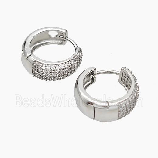 Copper Hoop Earrings Micropave Zirconia Platinum Plated