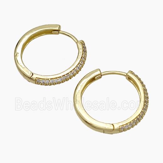 Copper Hoop Earrings Micropave Zirconia Gold Plated